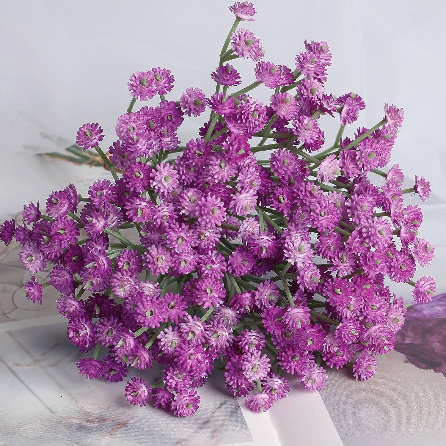 Babys Breath Artificial Flowers 18pcs Purple Realistic Gypsophila Greenery Faux Flowers for Wedding Bouquets Table Centerpieces Floral Arrangements Party Decor - Image 2