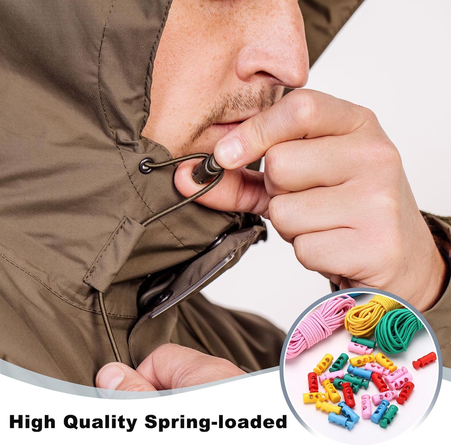 uxcell 20 Pcs Plastic Cord Locks & 16 ft Elastic Cord, Double-Hole Toggles for Drawstrings End Stopper Fastener Slider Toggles Clip for Shoelaces Backpacks Replacement, Red - Image 6