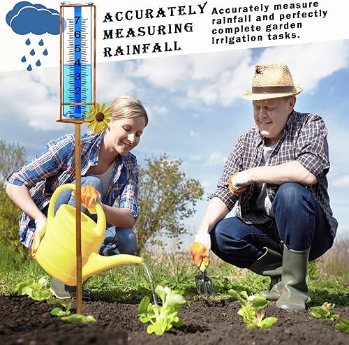 Miniatura 5 de Pluviómetro para exteriores, a prueba de congelación, capacidad de 7 pulgadas, pluviómetro desmontable con estaca para patio, césped y jardín,