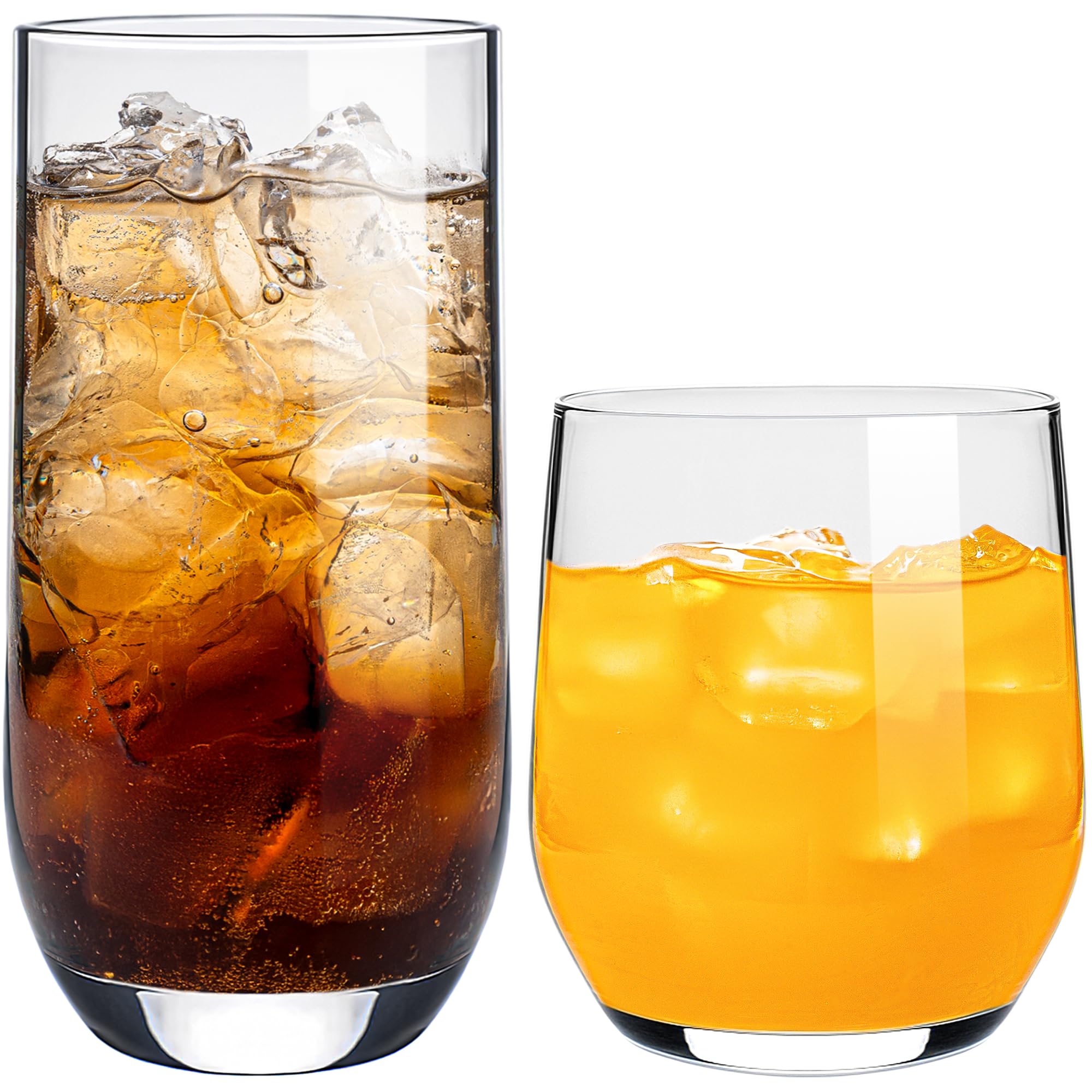 KONZEPT Set 6 Bicchieri A Coste 320 Ml - Vetro Trasparente, Impilabili, Lavabili In Lavastoviglie, Ideali Per Cocktail, Caffè Freddo, Succhi, Stile Retrò