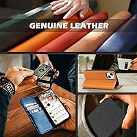 Vista 9 de SHIELDON Funda para iPhone 15 6.1" 2023, Funda Tipo Cartera de Cuero Genuino con [Soporte] [Tarjetero con Bloqueo RFID] [Magnética] Cubierta