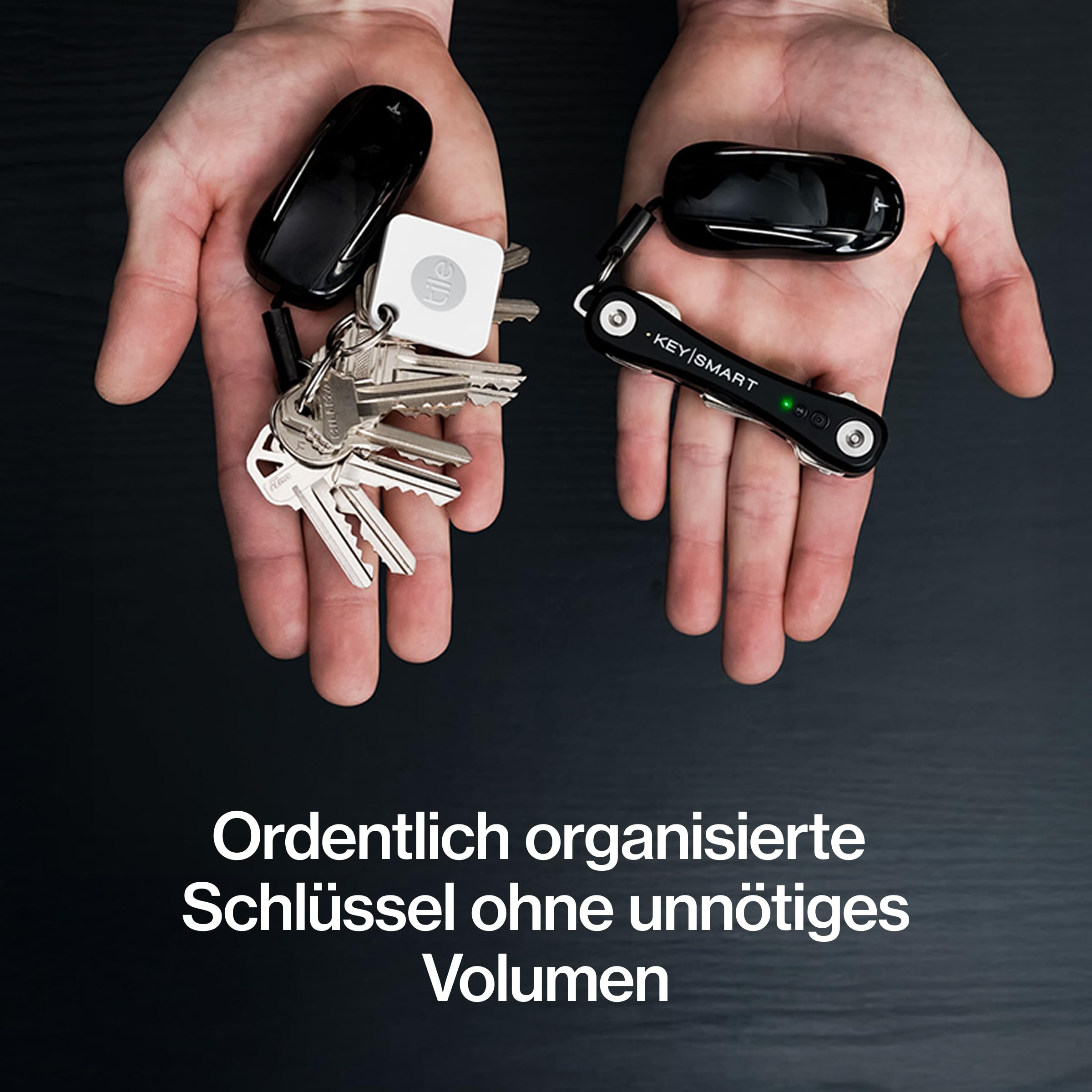 KeySmart iPro (Gen 2) – Schlüsselfinder mit Ton, Schlüsselhalter & Organizer, kompatibel mit Apple „Wo ist?“, kompakt & ordentlich, Tech-Geschenk für Männer,bis 14 Schlüssel, Schwarz