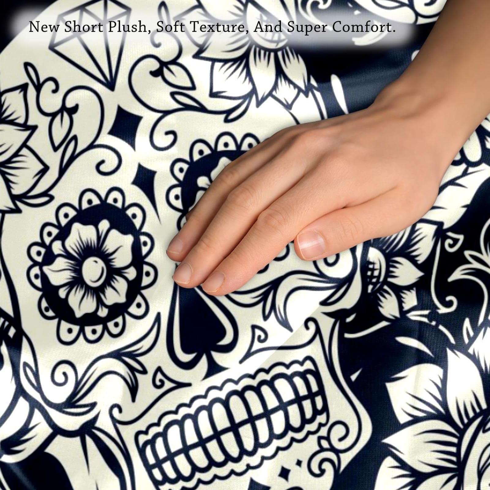 Gruseelige Krähen Kissenbezüge 40x40cm - Samt Bezug 2er Set Schwarz