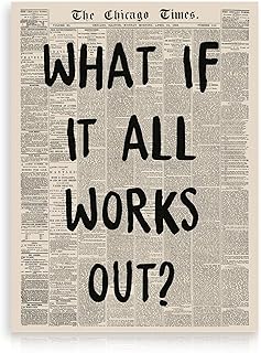 Dazzlewall Retro Newspaper Poster, Vintage What If It All Works Out Wall Art for Living Room Bedroom Decor 12x16 in Unframed