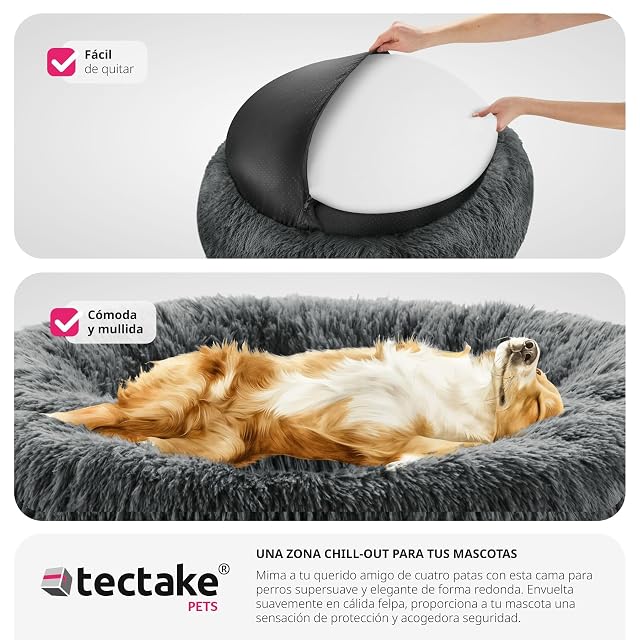 Foto 7 de 8 de tectake® Cama para Perros Pequeños, Medianos o Grandes, Cama Perro con Acolchado Extragrueso y Borde Elevado