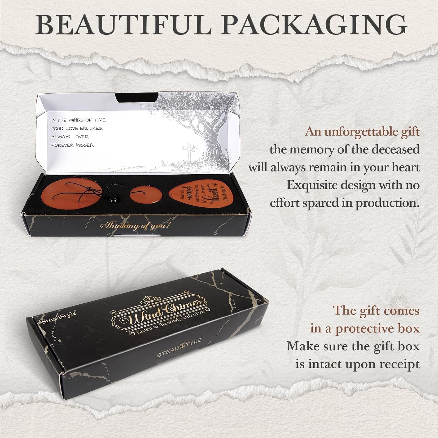 SteadStyle Memorial Gifts Wind Chimes - Sympathy Gifts for Loss of Loved One, Gifts for Who Loss of Dad, Mom, Brother, Friend, Sympathy Bereavement Gift Baskets Home Outdoor Garden Patio Decor 25.5 In - Image 2