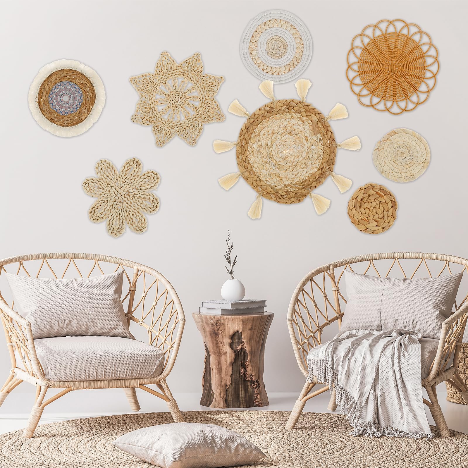 8 Pcs Boho Wall Bsket Decor