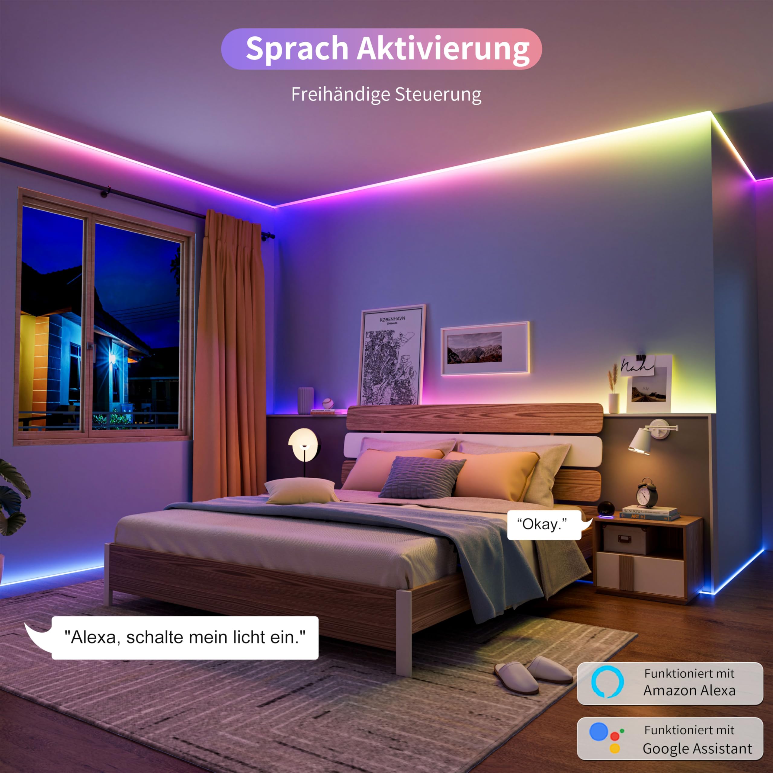 PAUTIX WIFI RGB Smart IC COB LED Streifen Kit 5M,24V Pixel Adressierbare Regenbogen Farbwechselnde LED Band Smart Funktion mit Alexa und Netzteil für DIY Beleuchtung Projekte