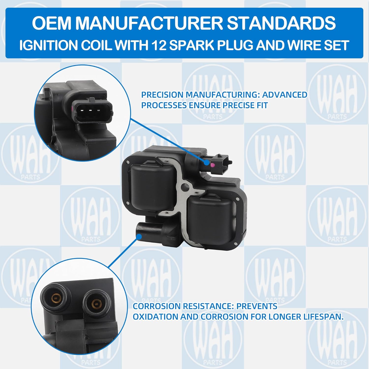 6 Ignition Coil with 12 Iridium Spark Plug and Wire Set Compatible With Mercedes-Benz C240/C280/C320/CL500/CLK500/E320/E430/G500/ML320/ML350/ML500/R500/S430/SL500 Replace UF359