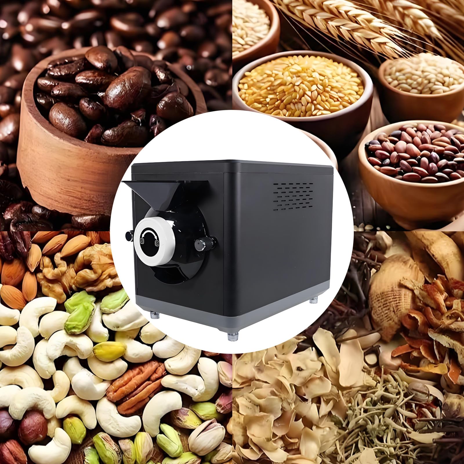 Automatyczna Maszyna Do Palenia Kawy Ziarnistej O PojemnośCi 1000 G – WyśWietlacz Cyfrowy, Regulacja W Zakresie 100–250°C, Do Kawiarni, Restauracji, Biura Domowego Black