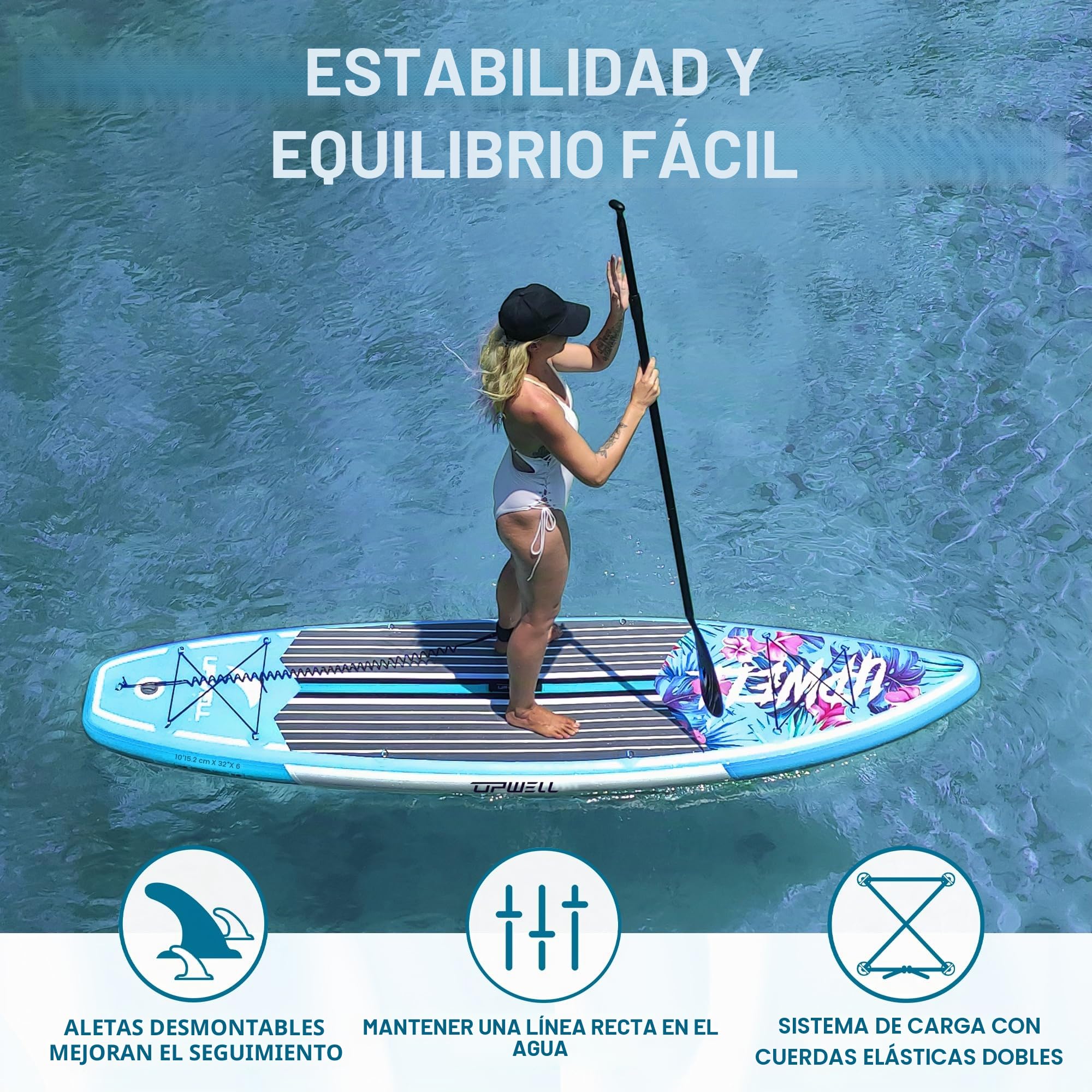 UPWELL 320 cm/335 cm Stand Up Paddle Board Sup inflable con sup Accesorios incluidos asiento para kayak, mochila, remo 2 en 1, correa, bomba de mano, aletas