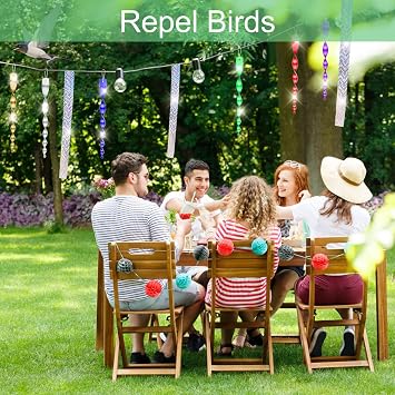 12Pcs Reflective Bird Deterrent Rods, 80m Bird Reflective Tape, Bird Repellent Wind Twisting Reflective Scare Rods,Hanging Bird Scarer Rods - Keep Bird Away From Your Home, Garden, Patio