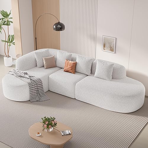 Sofá modular modular de 114 pulgadas para sala de estar, moderno sofá modular con diván, sofá seccional en forma de L, no requiere montaje, beige