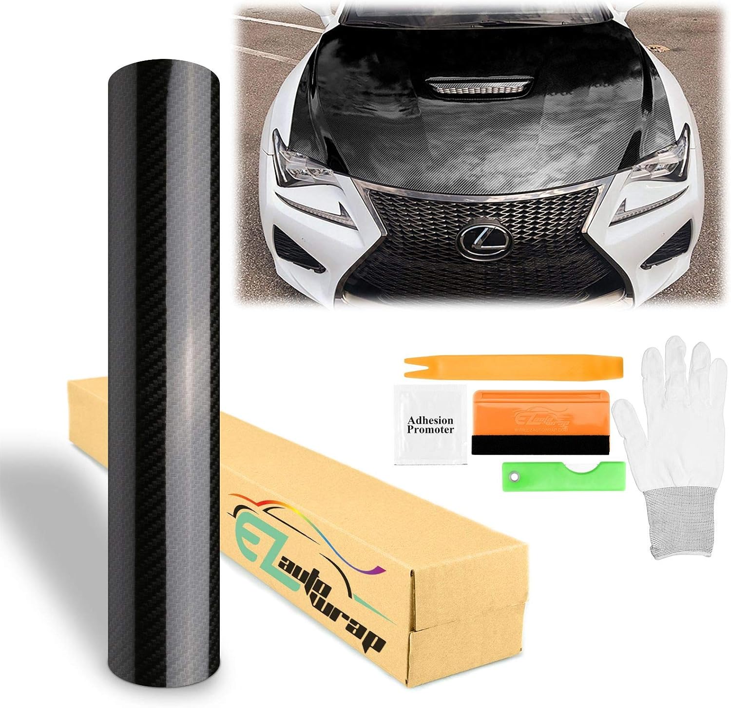 5FTX6FT Black-7D Textured Carbon Fiber Black Vinyl Wrap Sticker Bubble Free Air Release DIY Decal Film Sheet Self Adhesive Peel and Stick Free Tool Kit
