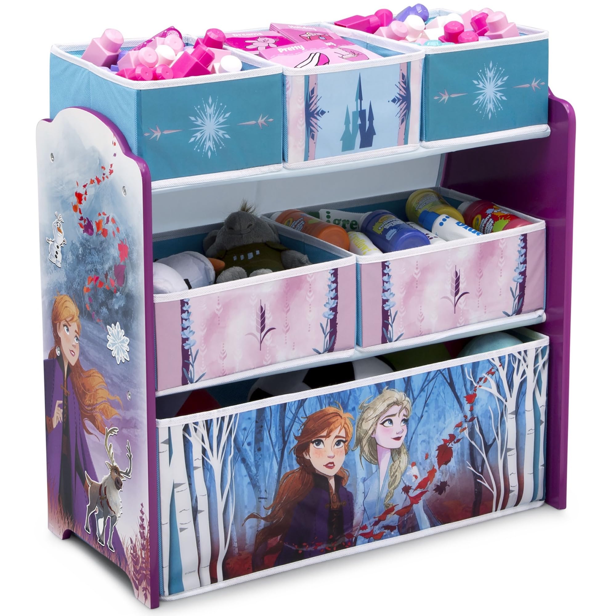 Disney Frozen II 6 Bin Design and Store Toy Organizer by Delta Children, Greenguard Gold Certified