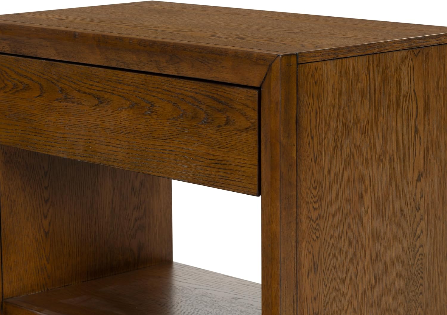SAFAVIEH Couture Collection - Darnell Medium Oak Nightstand, 1 Drawer with Storage Shelf, Fully Assembled, Modern Bedroom Accent Table (SFV2152C)