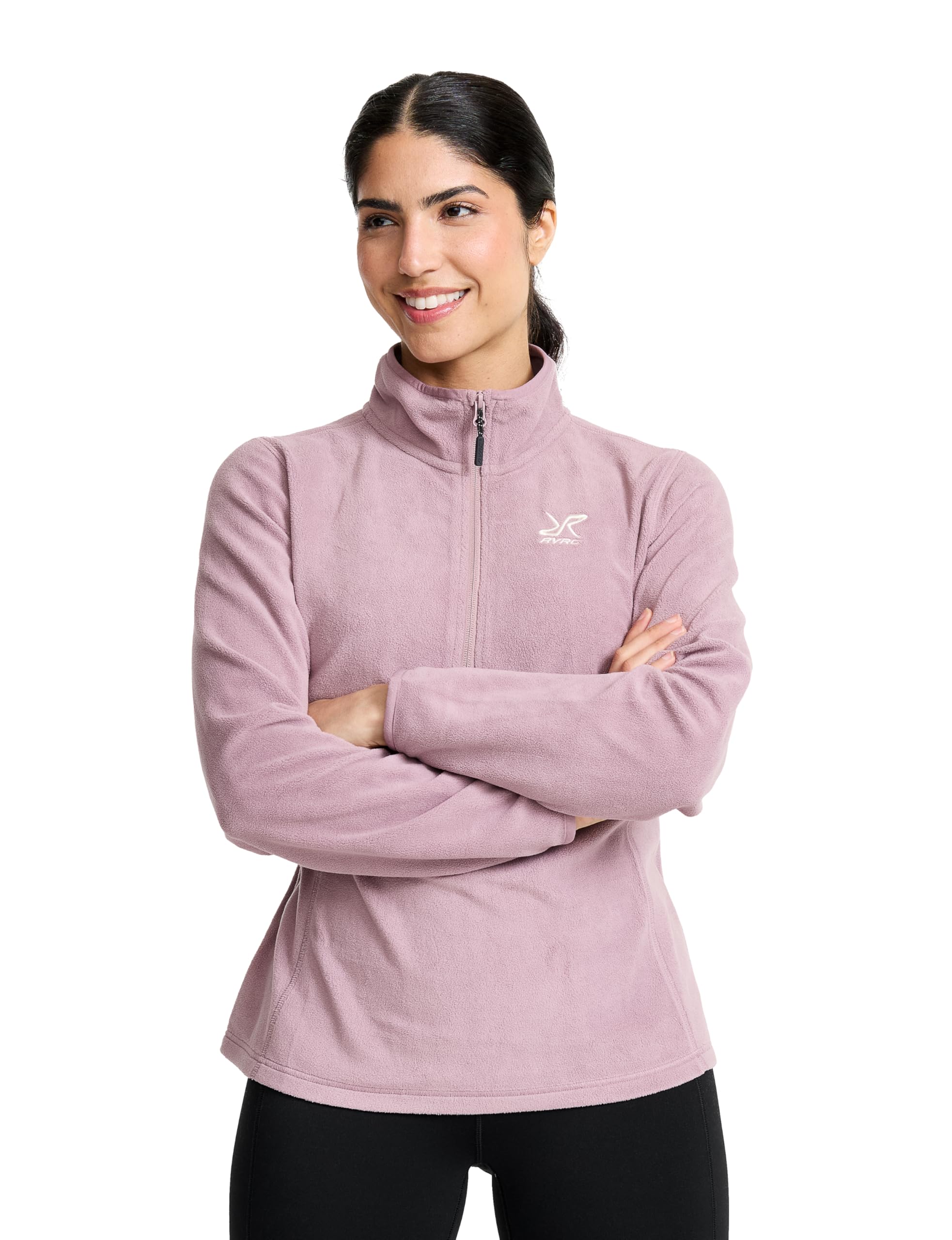 Revolutionrace Women's Dusty Mauve Hiker Half-Zip Fleece For Lightweight And Stretchy Half-Zip Fleece, S