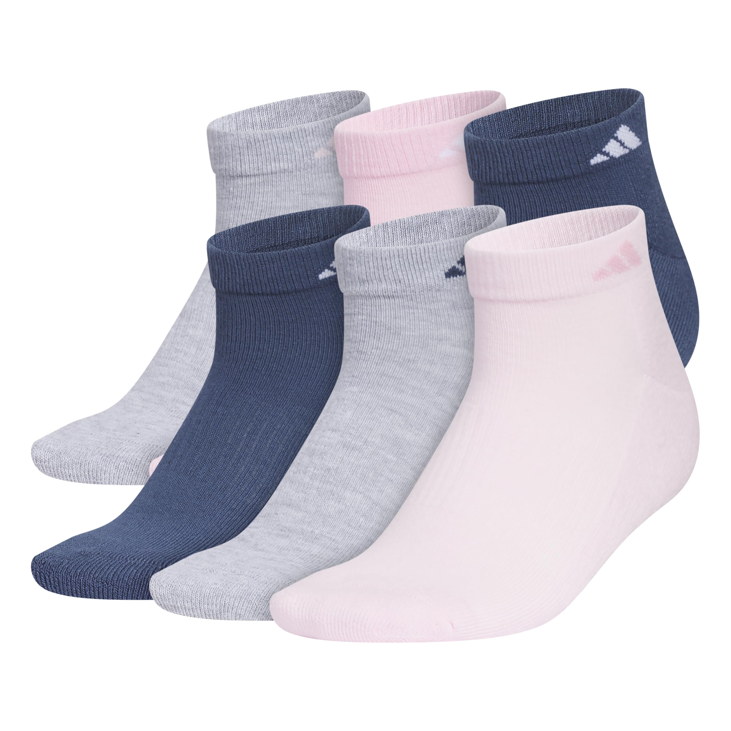 adidas Damskie skarpety z niskim cięciem, rozmiar buta 38-45 (6 sztuk), Cool Light Heather/Clear Pink/Dark Blue, M
