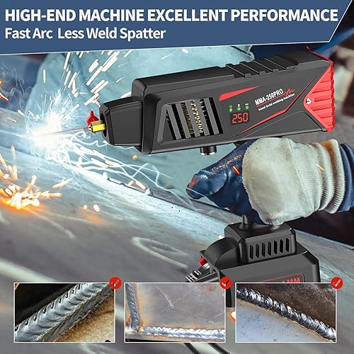 Miniatura 4 de Máquina de soldadura portátil, soldador de mano mejorado MMA250 con inversor IGBT, máquina de soldadura de arco de pantalla digital de 110 V,