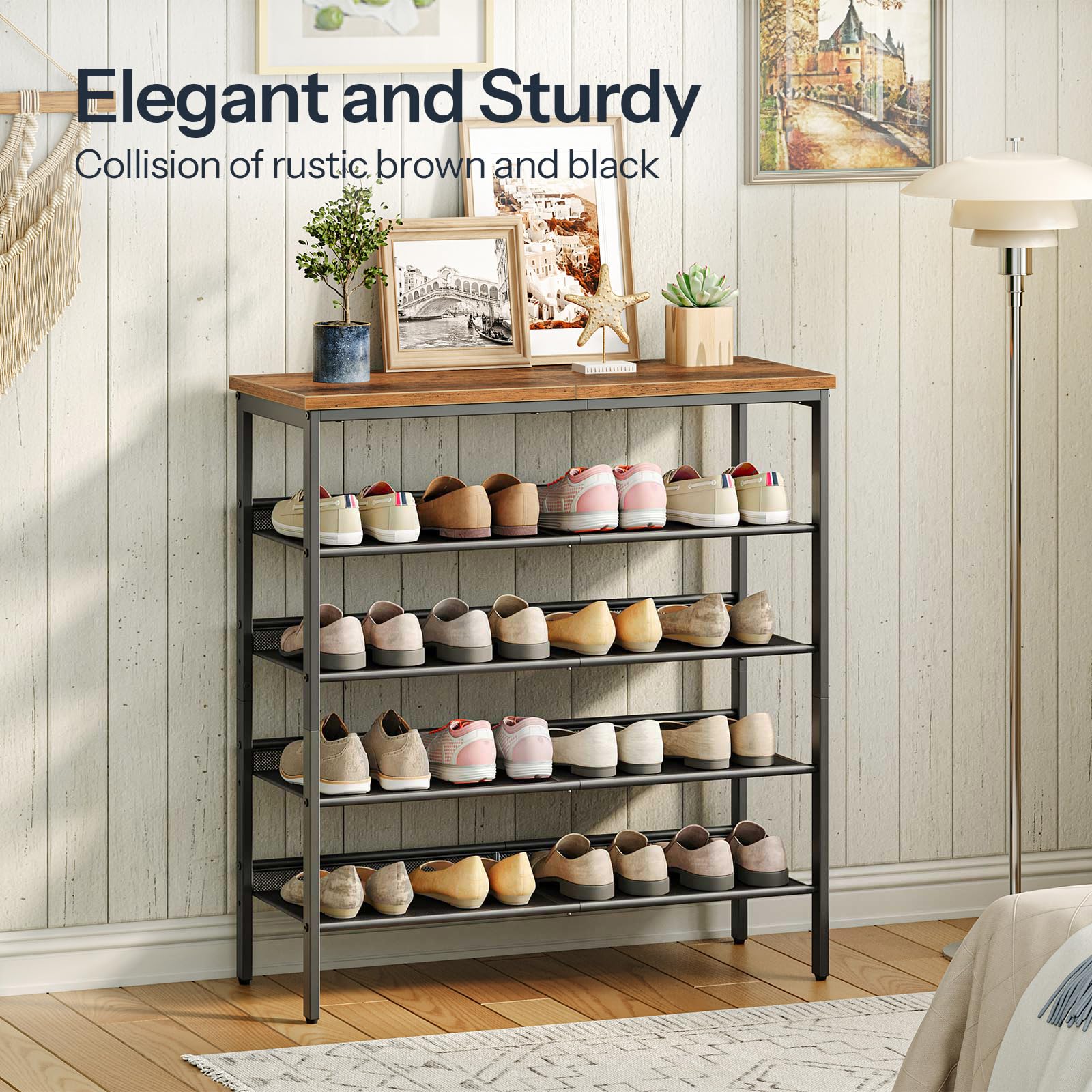 Best Shoe Rack for Entryway 2026: 5 Space-Saving Picks 1 HOOBRO Shoe Rack for Entryway, 5-Tier Shoe Organizer with Adjustable Mesh Shelve — product photo