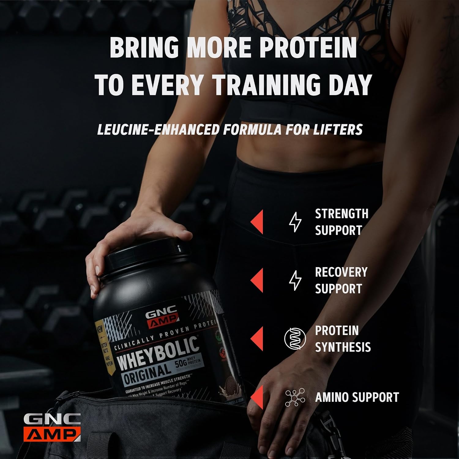 GNC AMP New Wheybolic, Cookies & Cream, 58.4 oz, 26 Servings image 3