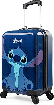 Disney Stitch Suitcase Set or Separate, Hardshell Suitcase with Wheels 28L, 50L, 91L, 4 Wheels, Navy Stitched Small, One Size, Kids Luggage