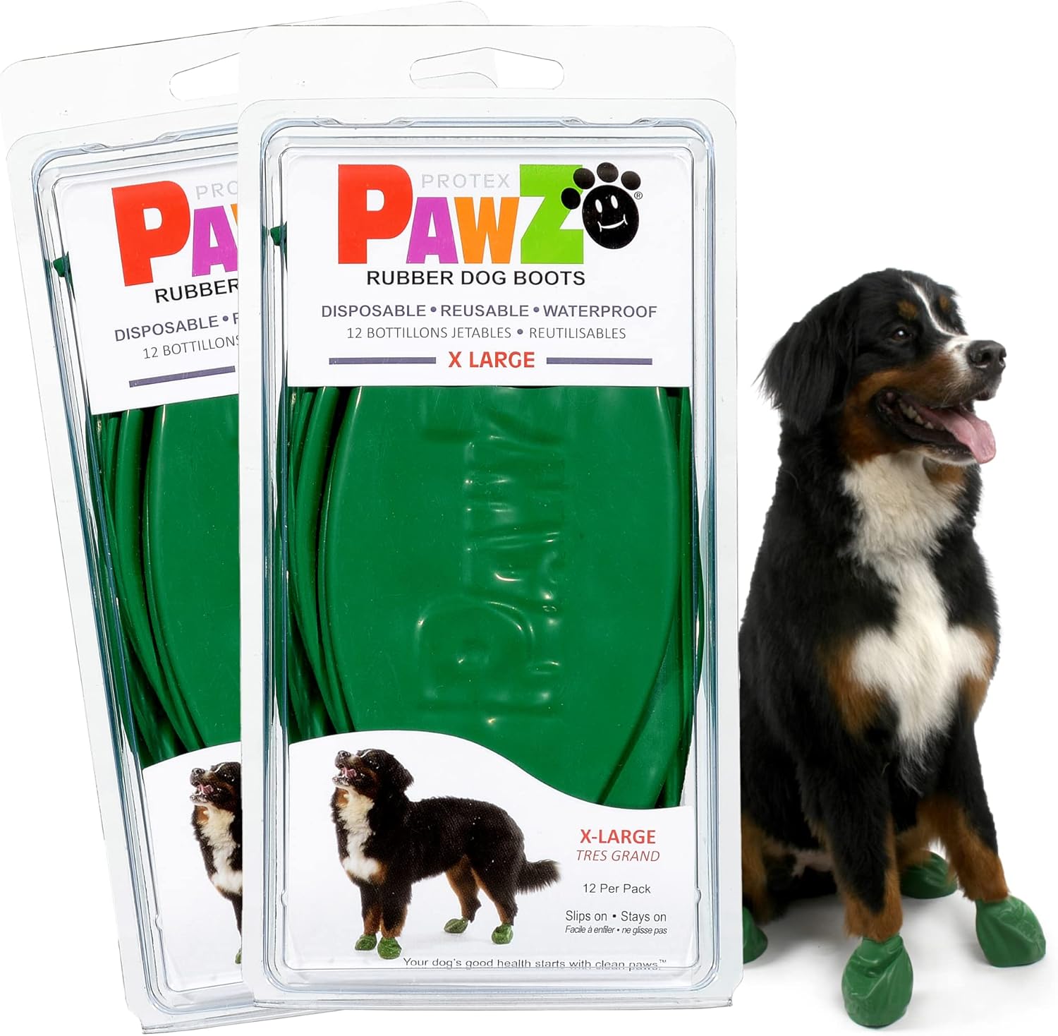 PawZ Rubber Dog Boots for Paws 4" and Up, 24 Total (2