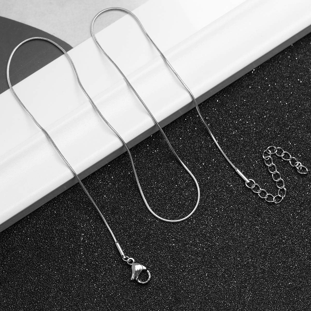 Forise 10 Pcs Silver Stainless Steel Snake Chains Necklace with Lobster Clasp for Jewelry Making,1mm - Image 6