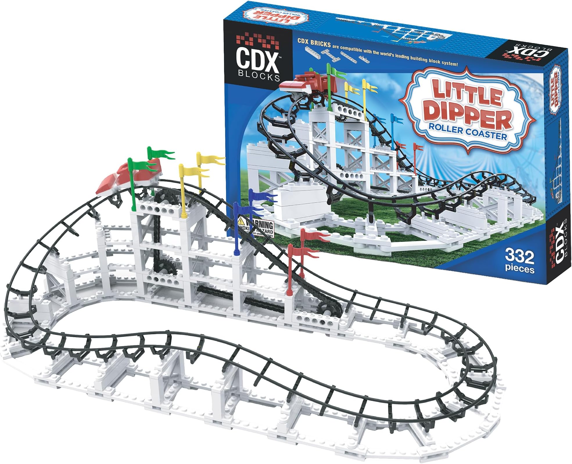 CDX Blocks Little Dipper Roller Coaster Building Set - 332 Pieces - Ages 6-12