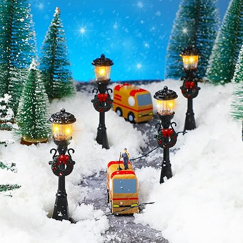 Miniatura 35 de Lámpara de Navidad para poste de aldea, accesorios de aldea, lámpara de tren, farol, lámpara de calle en miniatura, luces de calle decorativas