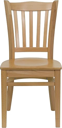 Miniatura 51 de EMMA + OLIVER Silla de madera de caoba con respaldo de listones verticales, asiento negro del vinilo Asiento de vinilo negro/marco de madera de