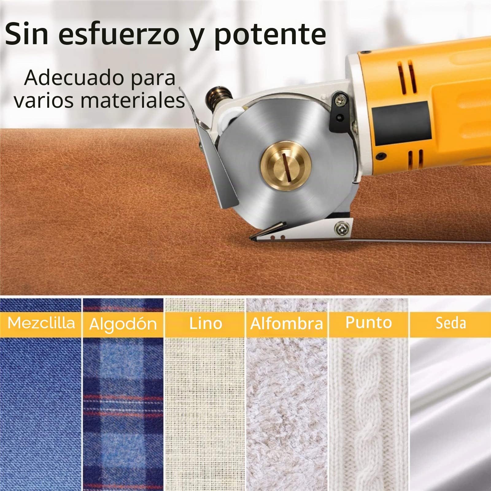 Cortadora de tela eléctrica rotativa Tijeras Eléctricas para Tejidos con Espesor de Corte de 1 para tela, cuero y alfombra con cuchillas