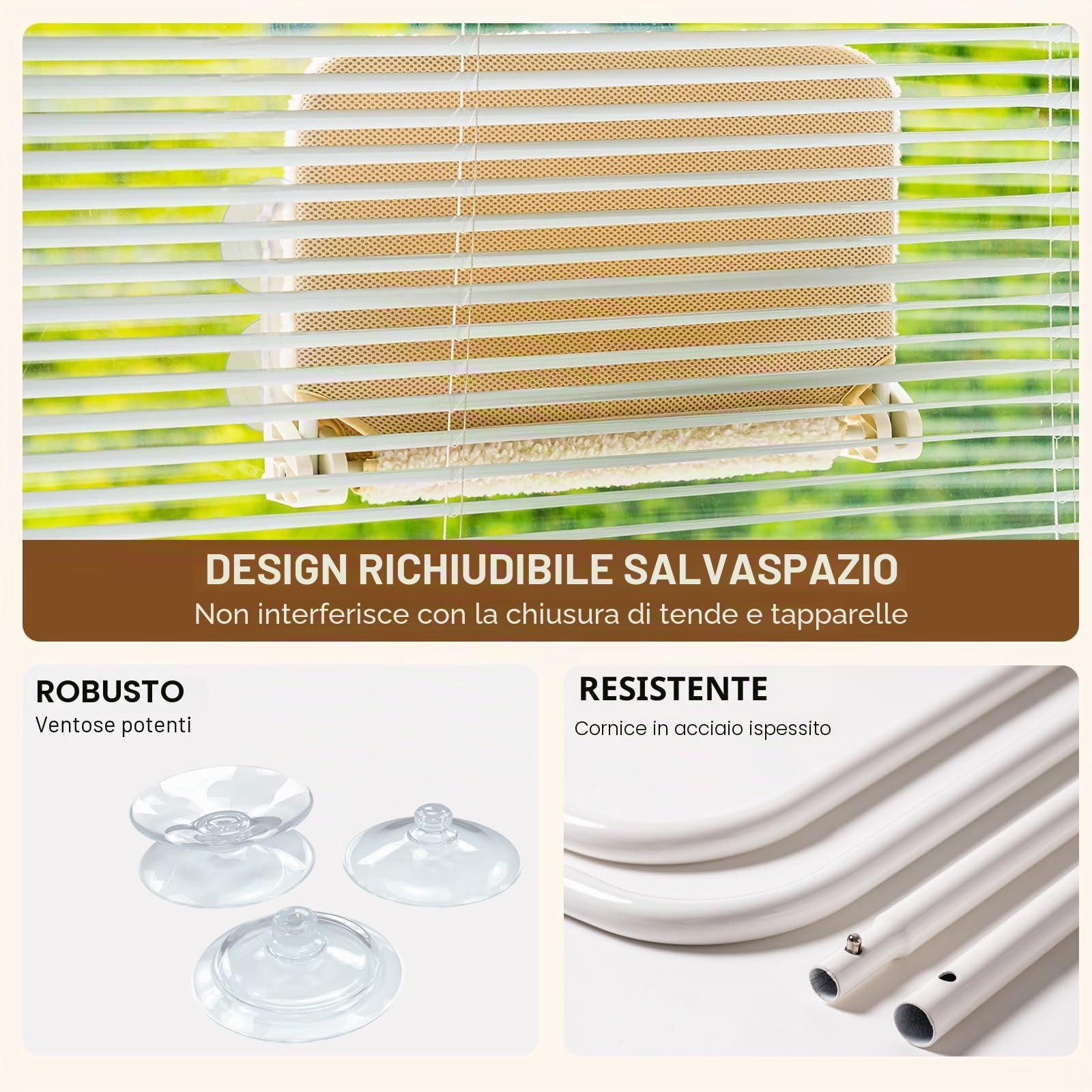 Amaca per finestra per gatti da interni, pieghevole, con tappetino reversibile, con forti ventose robuste (grigio, M)