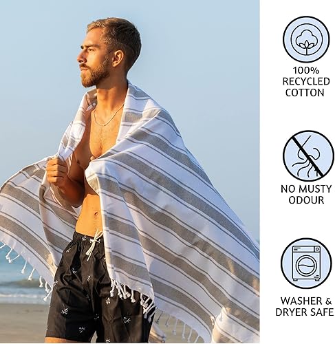 Miniatura 5 de Folkulture Toalla de playa turca para adultos con bolsa de playa toallas de baño de 40 x 72 pulgadas manta de playa o toallas de playa de gran