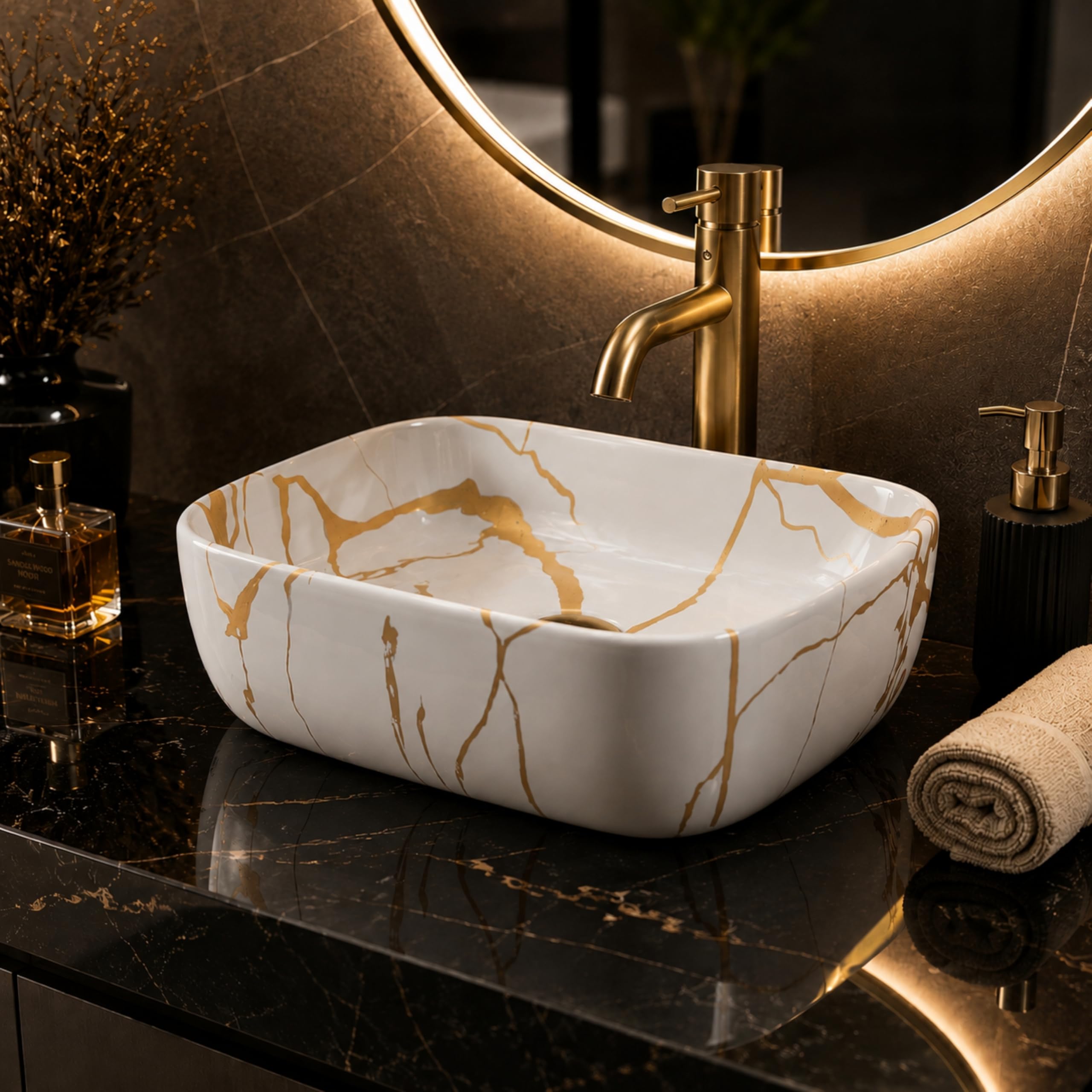Reyal Grey Marble Wash Basin - Luxury Sink -26