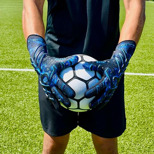 Miniatura 3 de Renegade GK Apex - Guantes de portero de fútbol profesionales sin tirantes (tamaños 6-12, nivel 5.5) 4+0.197in EXT Contact Grip  Guantes de portero