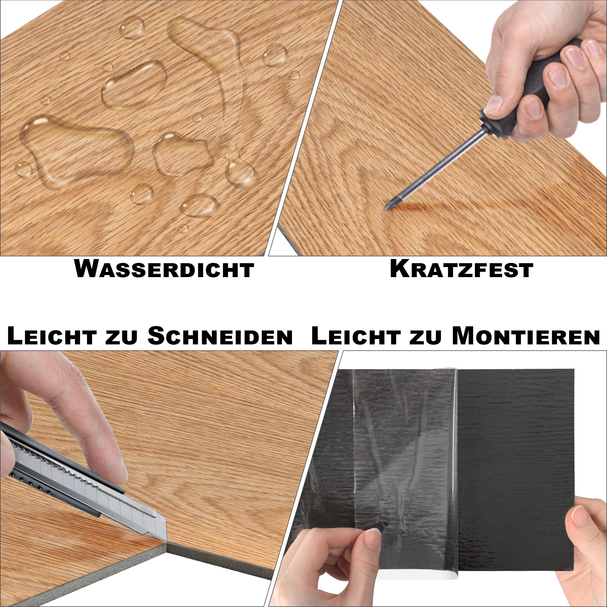 Wykładzina podłogowa z PCW, winylowa samoprzylepna płytka, wodoszczelna, antypoślizgowa, laminat z systemem zatrzaskowym, 91 x 15 cm – 36 sztuk, typ A