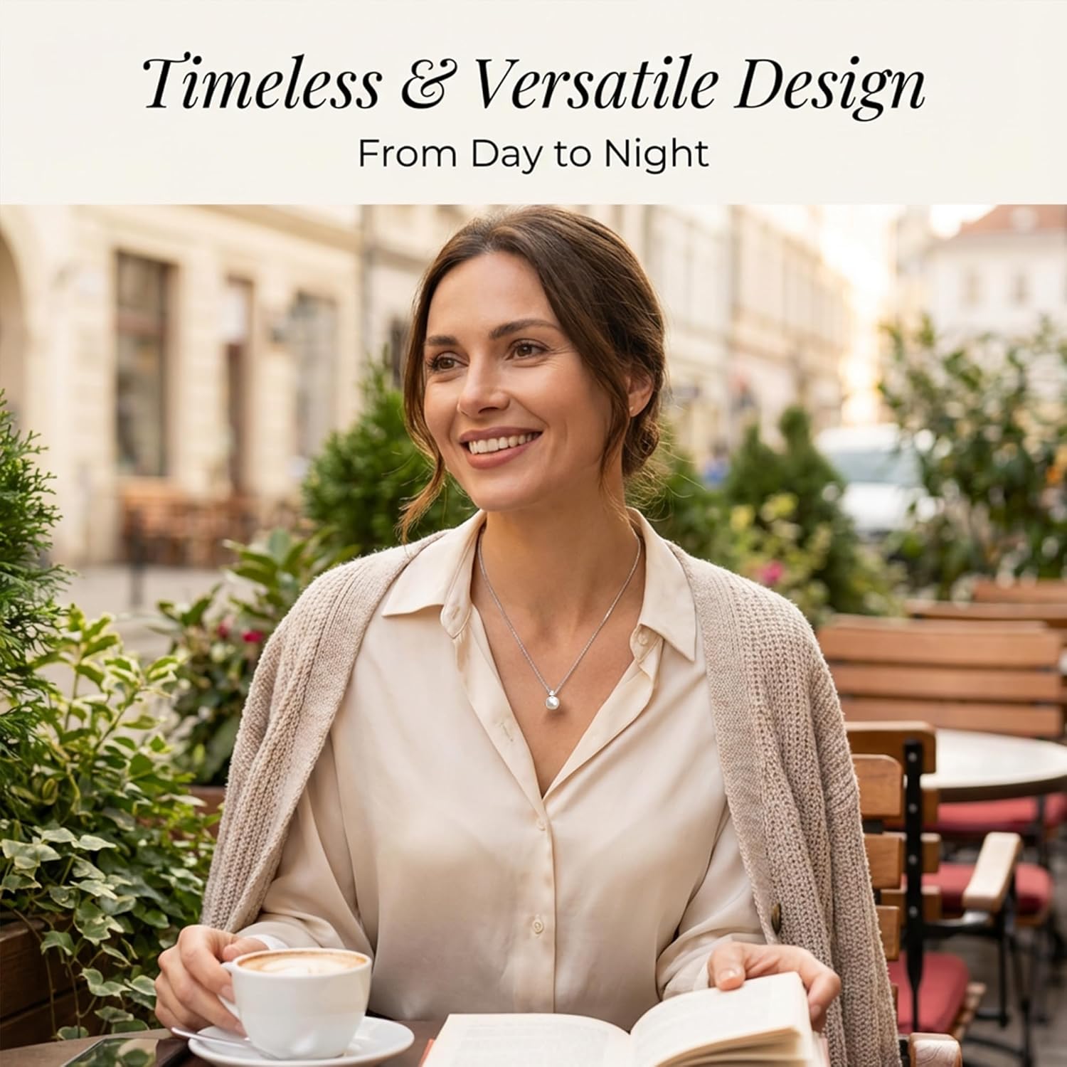 Freshwater Pearls Drop Necklace CZ Crystal Pearl Necklace Bride Pearl Diamond Necklaces Single Pearl Rhinestone Necklace for Women Jewelry Gift Christmas - Image 8