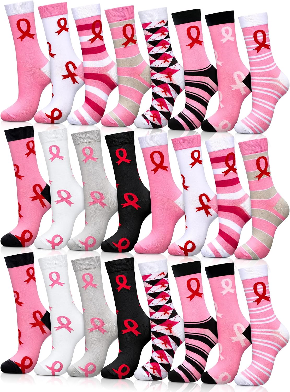 Suhine 24 Pairs Winter Vintage Socks Bulk for Women Cozy Retro Soft Warm Boot Socks Gifts for Holiday Men Women