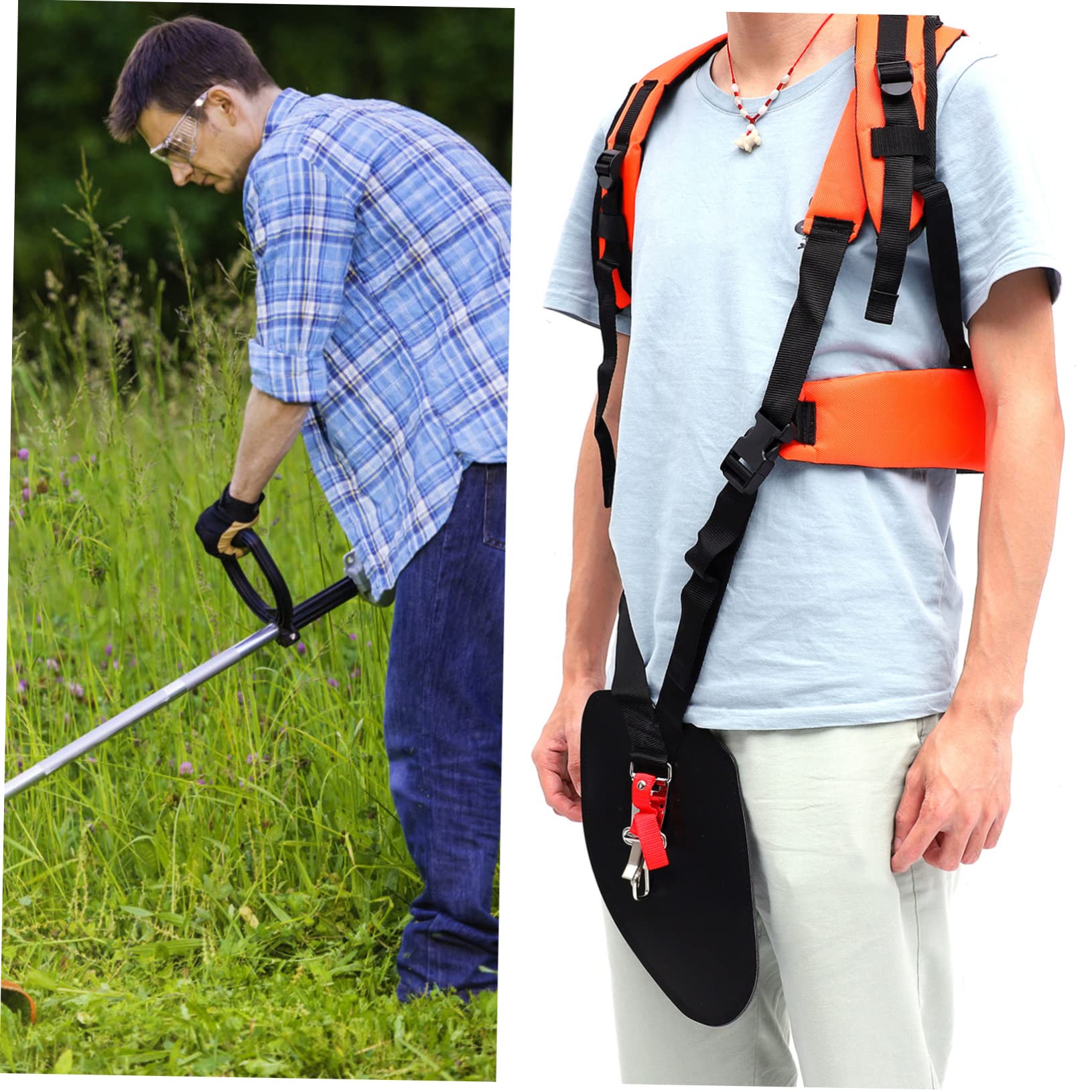 GALPADA Imbracatura Decespugliatore Imbottita e Regolabile Doppia Tracolla per Uso Confortevole, Cintura Resistente in Acciaio Inossidabile, Confezione 2 Pezzi