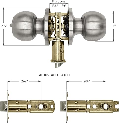 Miniatura 3 de Juego completo de pomo de puerta de privacidad y 3 bisagras de puerta con tapón magnético para puerta, kit completo de herrajes para puerta