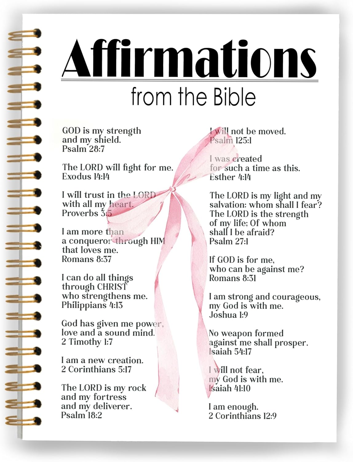 Coquette Pink Bow Christian Notebook, Affirmations from the Bible Journal, Prayer Journal for Woman, Church Notes Notebook, Scripture Hardcover Spiral Notebooks, 5.5×8.3 Inch