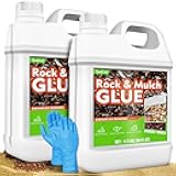 Strong Rock Glue for Landscaping, 1 Gallon Mulch & Stone Glue for Rock, Adhesive Binder Sticky Pea Gravel Resin, Clear Landscape Binder for Outdoor Landscape Walkways, Gardens, Yards(200 Sq Ft)