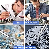 Vista 7 de Kit de soldador de 60 W y 110 V, temperatura ajustable, con puntas de hierro, soporte, esponja, alambre para soldar