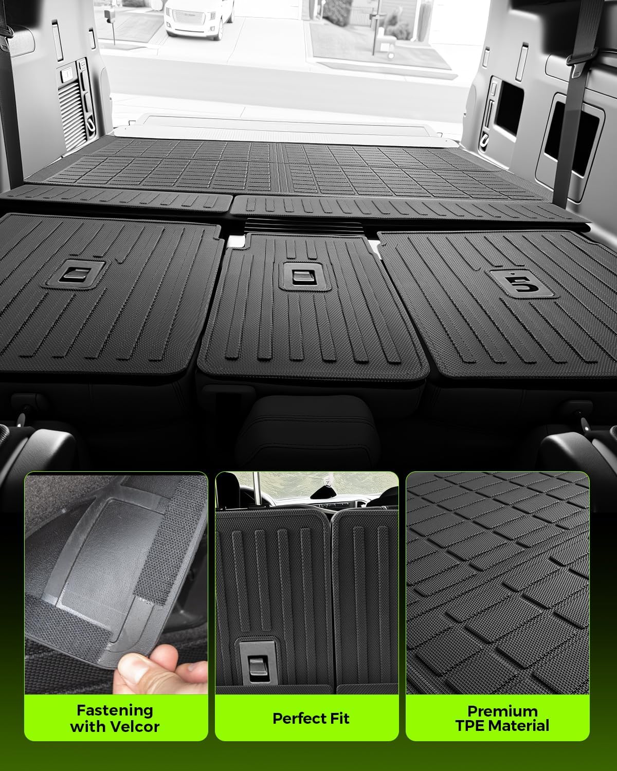Floor Mats for Ford Expedition Max 2025 2026(Only 7 Seat/with 2nd Row Bucket Seats) All Weather TPE Tapets Cargo Liners 2025-2026 for Ford Expedition Accessories 2nd & 3rd Row Backrest Mats 10pcs