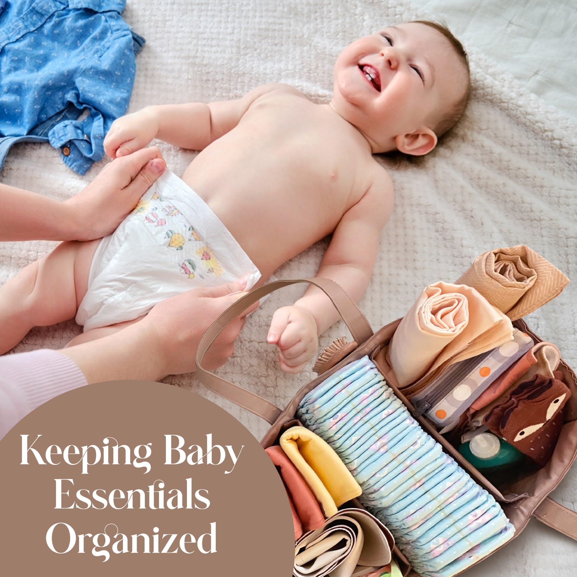 Uniklook Cesta organizadora de pañales para bebé, cesta de almacenamiento, contenedor para pañales y toallitas, de cuero vegano, carrito acolchado de lujo para bebés niñas y niños, cesta de guardería
