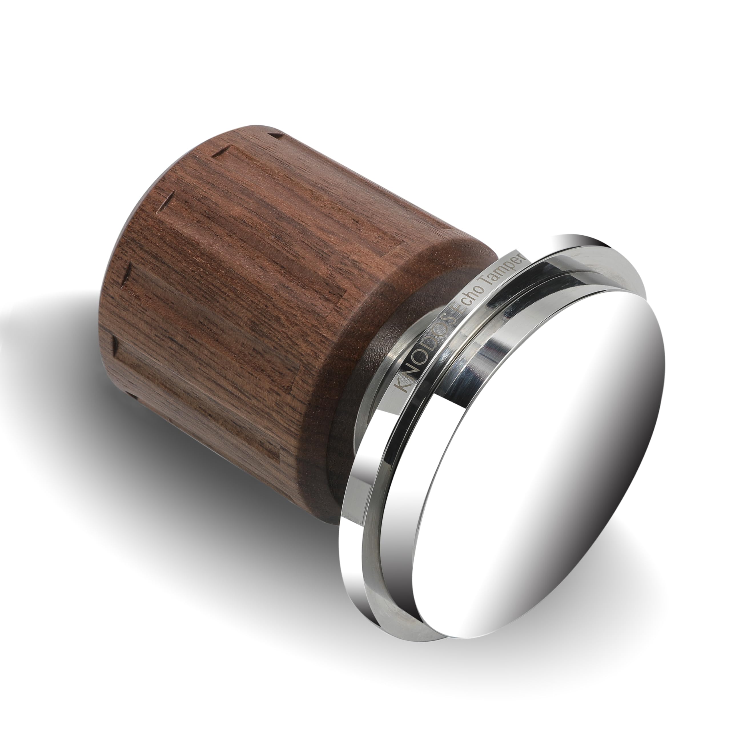 Echo Tamper 58 mm – Manomissione caffè a molla in noce con feedback click, base in acciaio inox – Strumento espresso calibrato da 13,6 kg per una pressione perfettamente uniforme