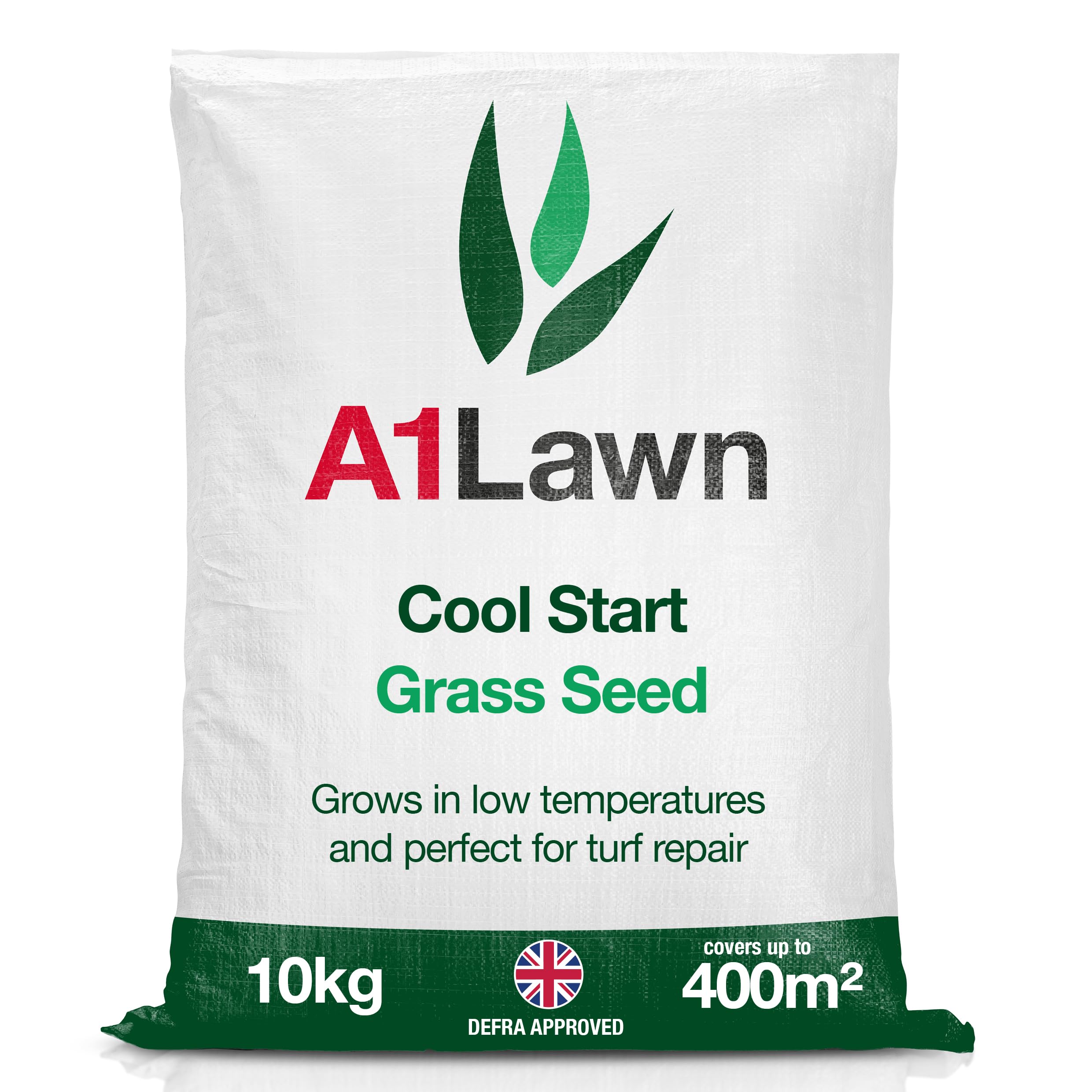 A1 Lawn, Cool Start Grass Seed Mix - Germinates in Low Temperatures, Hard-Wearing Sports Quality, DEFRA & FERA Certified, 10kg