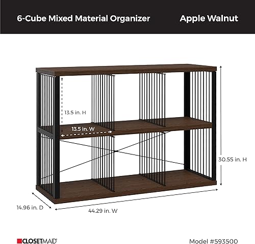 Miniatura 3 de ClosetMaid Estantería organizadora de almacenamiento de 6 cubos estante de almacenamiento marco de metal estantes de madera fácil montaje negronogal