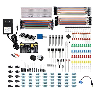 Electronic Spices Basic Starter Kit with Capacitor,Diode,Resistor,Transistor, Jumper Wire, 830 Breadboard (350 Item), As